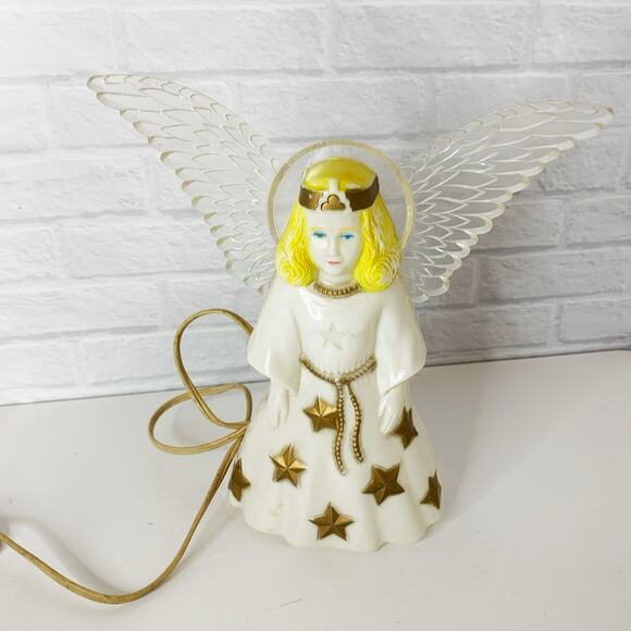 Vintage 1950 PARAMOUNT Plastic Lightup CHRISTMAS Angel Tree Topper Blowmold Rare - Picture 3 of 10